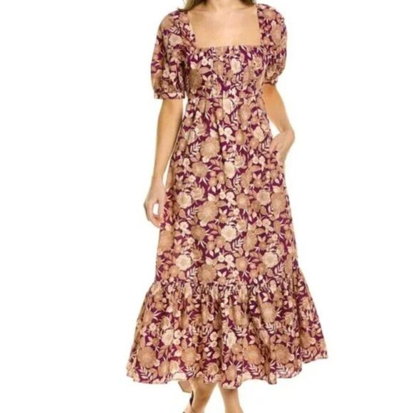 Favorite Daughter Vintage Multi Floral Puff Sleeve Maxi Dress Size 4 NWT - Picture 3 of 13